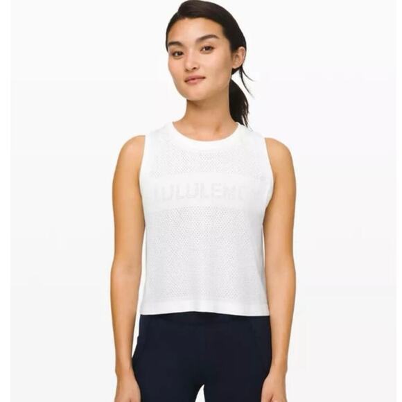 Lululemon Athletica Tops - Lululemon Breeze By Muscle Crop Tank Top Off White Light Gray Women’s Size 6